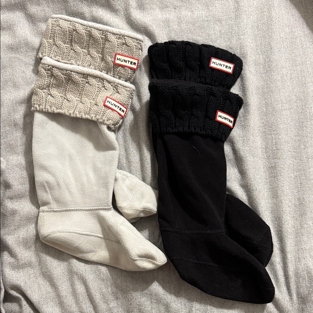 Hunter Cable Knit Boot Socks - Black and Gray
